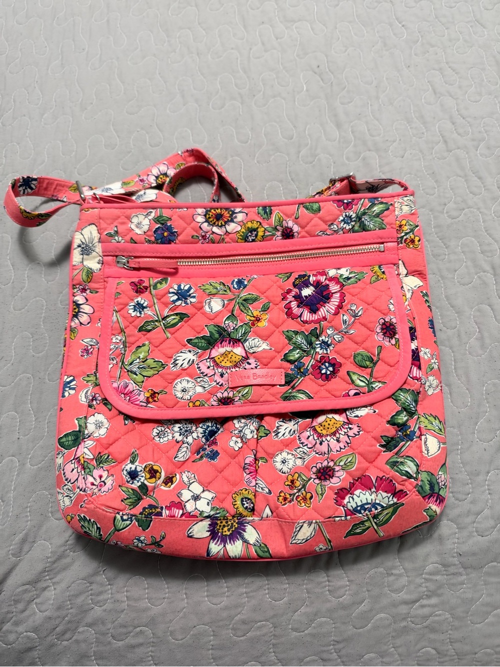 Vera Bradley Coral Pink Quilted Floral Crossbody